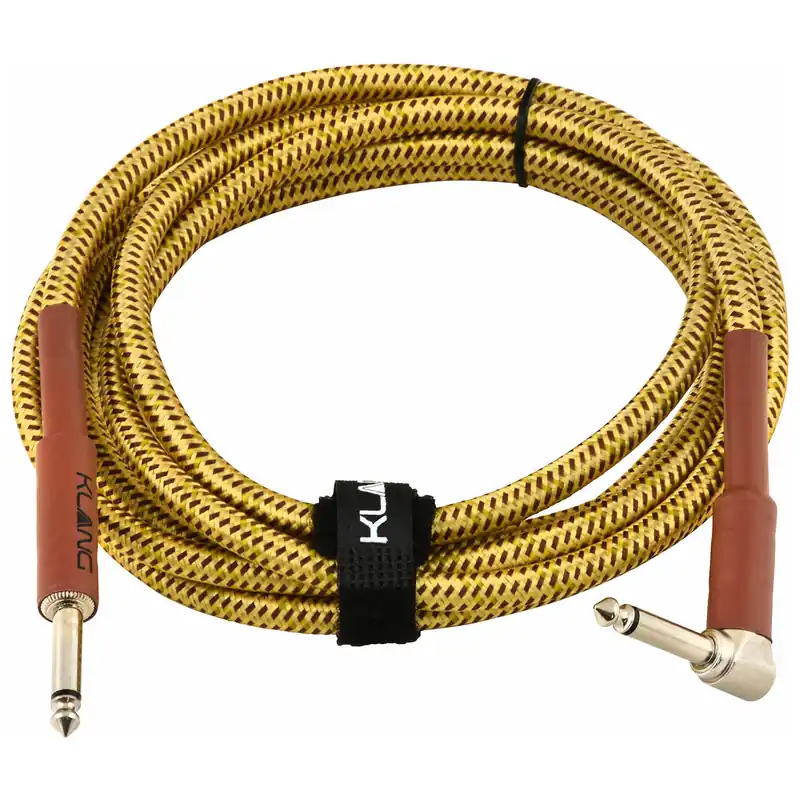 Klang Instrumentenkabel TWEED 6,3mm Klinke, gewinkelt mono - 6,3mm Klinke, mono, 3,0 Meter Markenware