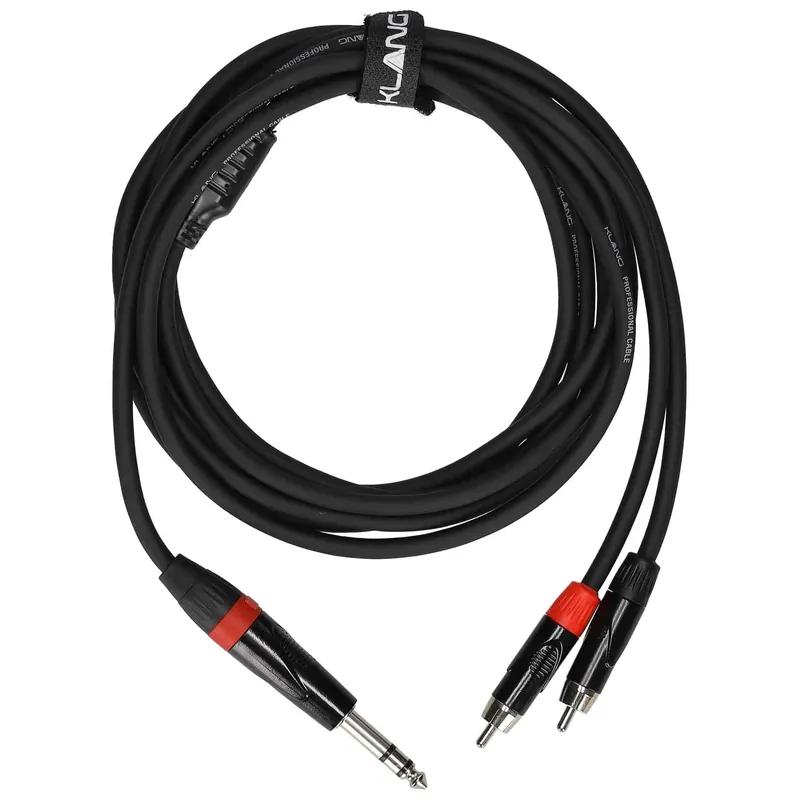 Highlight Klang Y-Audiokabel Pro, 3 Meter 6,3 mm Klinke, male, stereo/ 2 x Cinch male