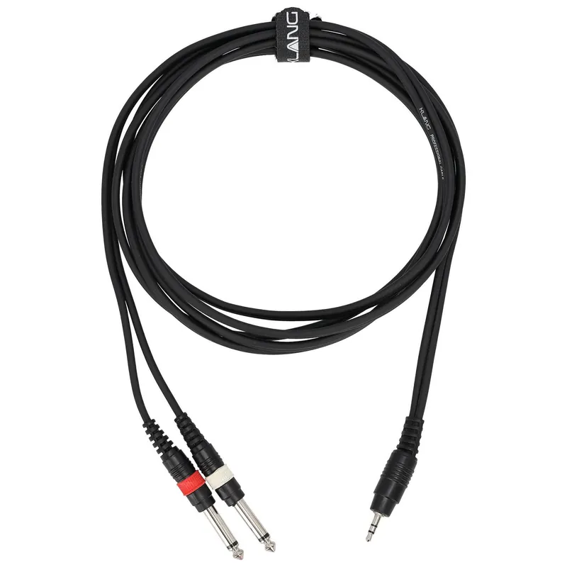 Klang Adapterkabel ECO, 3 Meter 3,5mm Klinke male, stereo - 2x 6,3mm Klinke, male, mono Expressversand