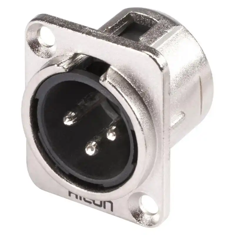 Kracherpreis HICON CONNECTORS HICON XLR, 3-pol , Metall-, Löttechnik-Einbaustecker, vernickelte(r) Kontakt(e), Type D, nickelfarben