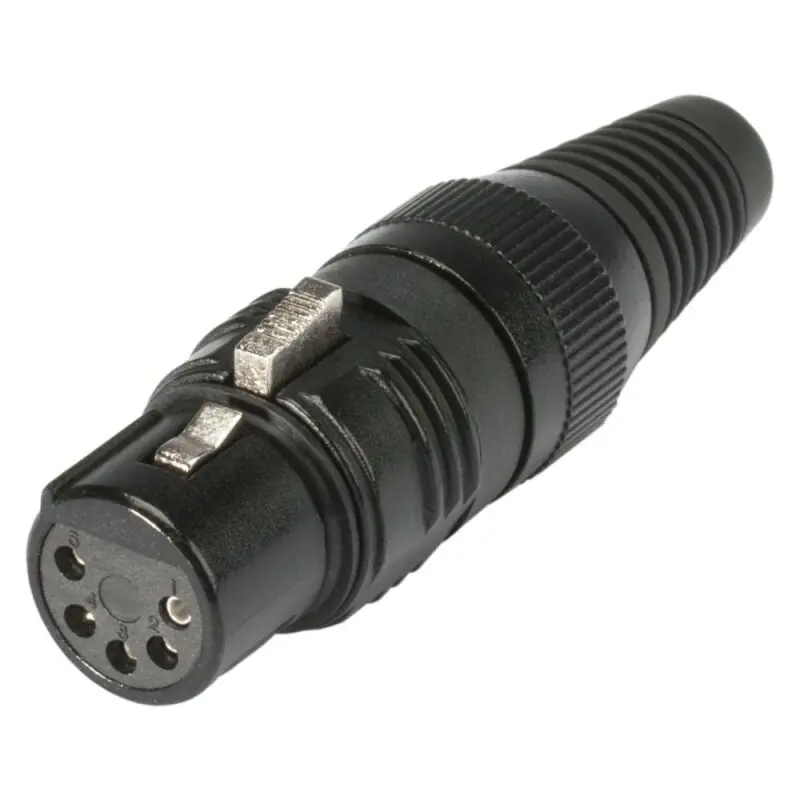 Versand Am Gleichen Tag HICON CONNECTORS HICON XLR, 5-pol , Metall-, Löttechnik-Kabelbuchse, versilberte(r) Kontakt(e), gerade, schwarz