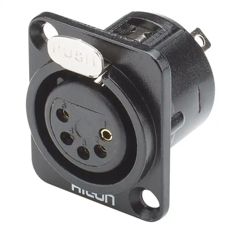HICON CONNECTORS HICON XLR, 5-pol , Metall-, Löttechnik-Einbaubuchse, vergoldete(r) Kontakt(e), Type D, schwarz Aktuell