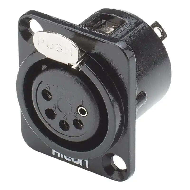 HICON CONNECTORS HICON XLR, 5-pol , Metall-, Löttechnik-Einbaubuchse, versilberte(r) Kontakt(e), Type D, schwarz Sichere Zahlung
