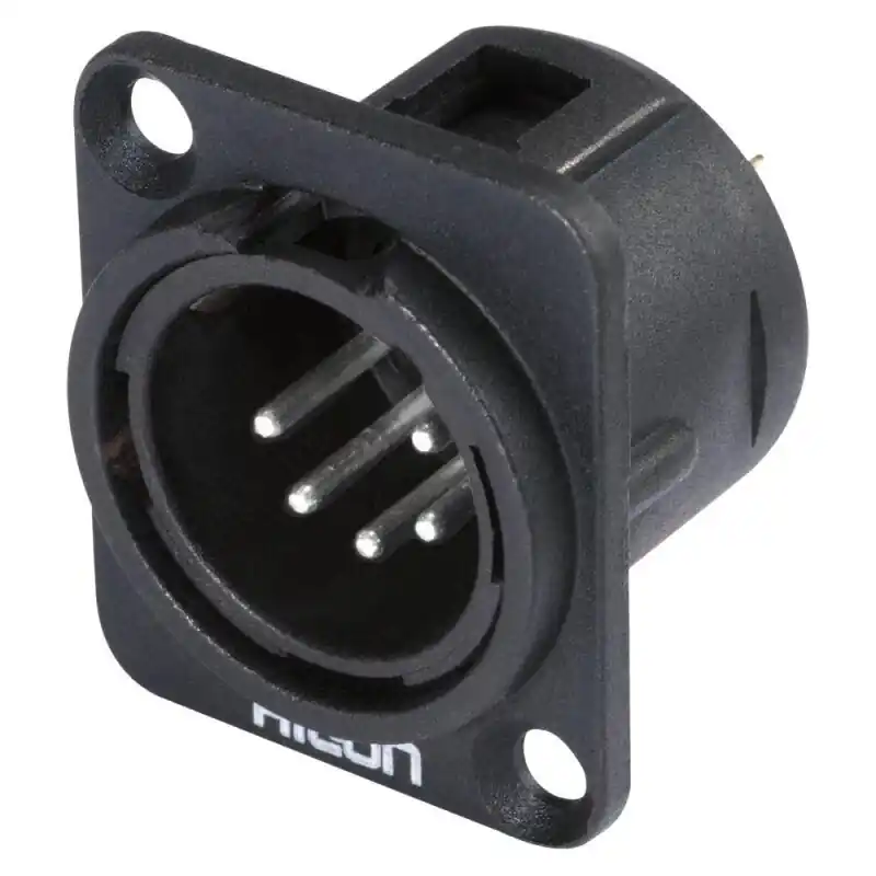 Abverkauf HICON CONNECTORS HICON XLR, 5-pol , Metall-, Löttechnik-Einbaustecker, versilberte(r) Kontakt(e), Type D, schwarz