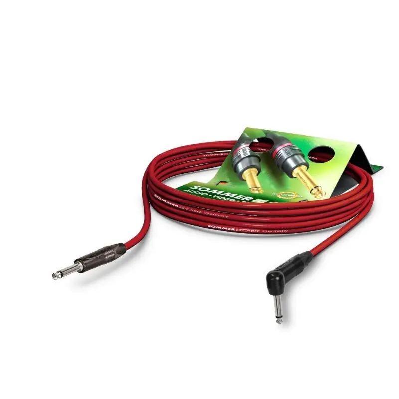 Neu Im Sortiment SOMMER CABLE Instrumentenkabel, 1 x 0,22 mm² | Klinke / Klinke 90?, NEUTRIK 6,00m | rot