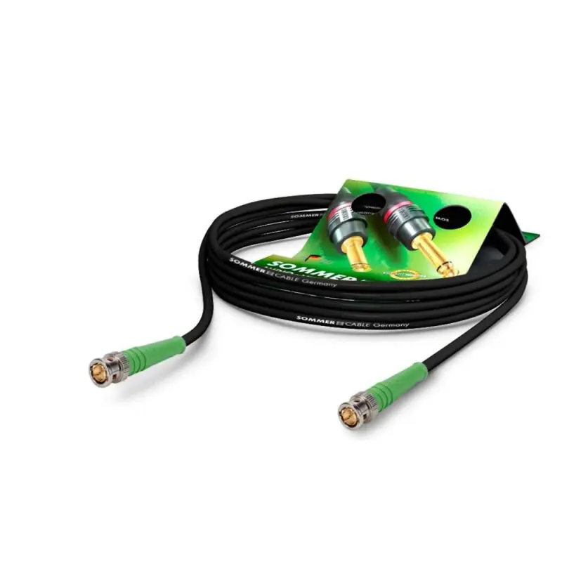 SOMMER CABLE Video-Patchkabel HD-SDI (HDTV) SC-Vector 0.8/3.7, 1 x 0,80 mm² | BNC / BNC, HICON 0,50m | schwarz | grün Preis Gesenkt