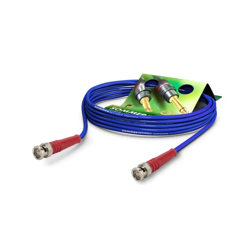 SOMMER CABLE Video-Patchkabel HD-SDI (HDTV) SC-Vector 0.8/3.7, 1 x 0,50 mm² | BNC / BNC, DAMAR & HAGEN 0,25m | blau | rot Markenware