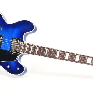 Ausverkauf SIGMA GUITARS HBA-102H-TBB Semi-Hollow E-Gitarre inkl. Koffer, trans blue