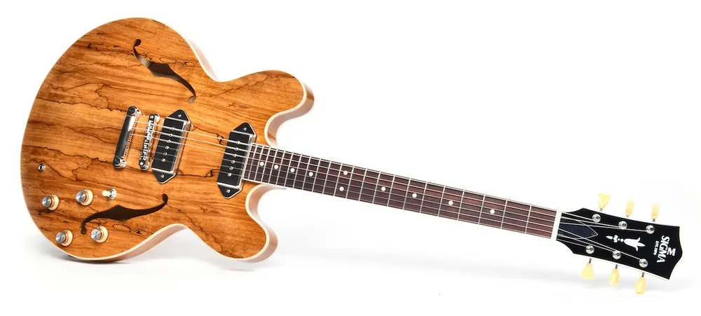 Begrenztes Angebot SIGMA GUITARS HBSA-102P-AN Semi-Hollow E-Gitarre inkl. Koffer, antique nat.