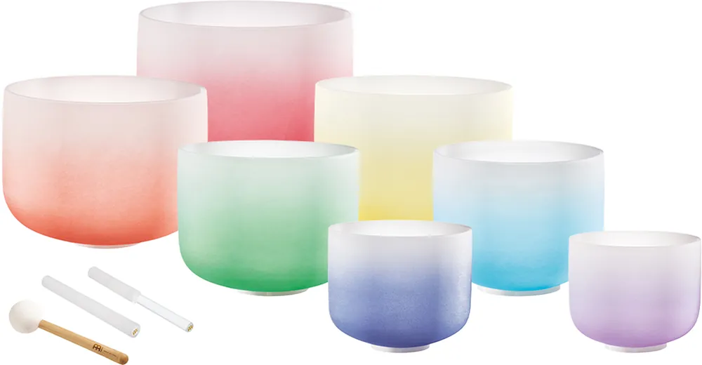 Top-Angebot MEINL CSBCSETCHA Sonic Energy Crystal Singing Bowl Kristallklangschalenset color-frosted, Chakra Set