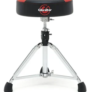 Heißes Angebot GIBRALTAR 9608-RQPRB Drum Throne Schlagzeughocker, runder Sitz, schwarz/rot