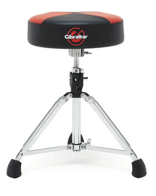 Heißes Angebot GIBRALTAR 9608-RQPRB Drum Throne Schlagzeughocker, runder Sitz, schwarz/rot