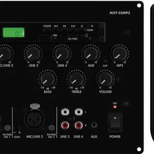 Monacor MXT-52MP3 - Mischpult mit integriertem MP3-Spieler für die Unterputz-Wandmontage Ausverkauf