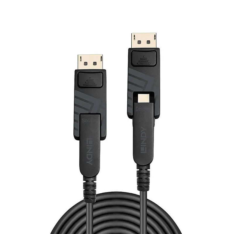 Kostenloser Rückversand LINDY 38484 50m Fibre Optic Hybrid Mini DisplayPort 1.4 Kabel mit abnehmbaren DP-Stec
