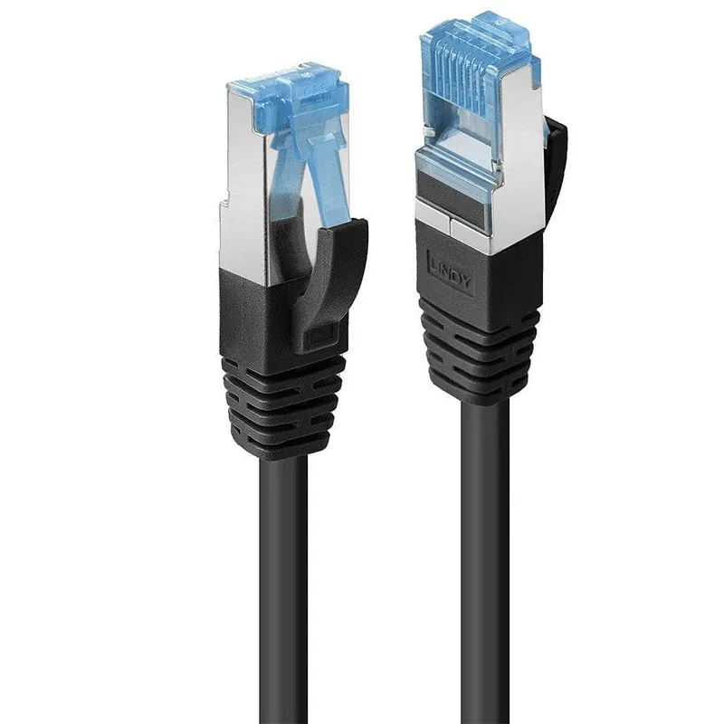 LINDY 47410 0.3m Cat.6A S/FTP TPE Netzwerkkabel, schwarz - RJ45-Stecker, 250MHz, Kupf Preis Gesenkt