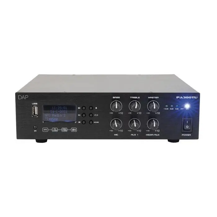 DAP PA-380TU 80 W 100 V-Verstärker, Bluetooth 5.0, USB, Mikrofon (6,3 mm Klinke), AUX (RCA) und FM Radio Wochenendangebot