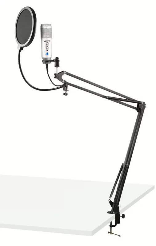 Garantierte Lieferung Vonyx CMS320S Studio-USB-Mikrofon mit Echo und Arm Silber