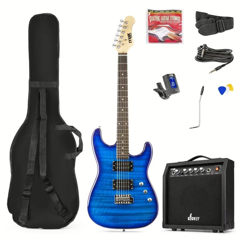 MAX GigKit E-Gitarren-Set quilted Style dark blue Geprüft