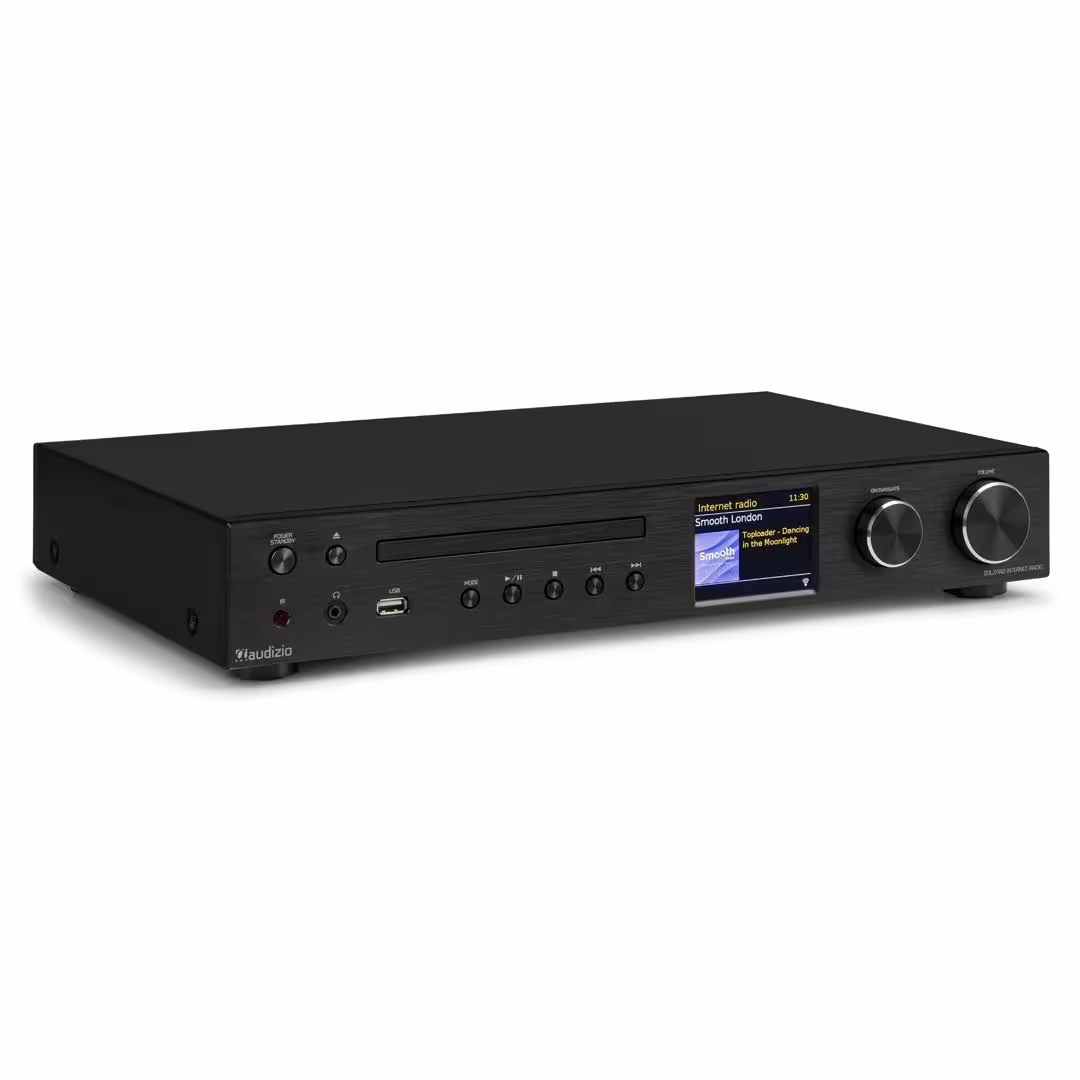 Zertifiziert Audizio Bolzano Internet Receiver mit Verstärker, DAB+ und CD Player schwarz