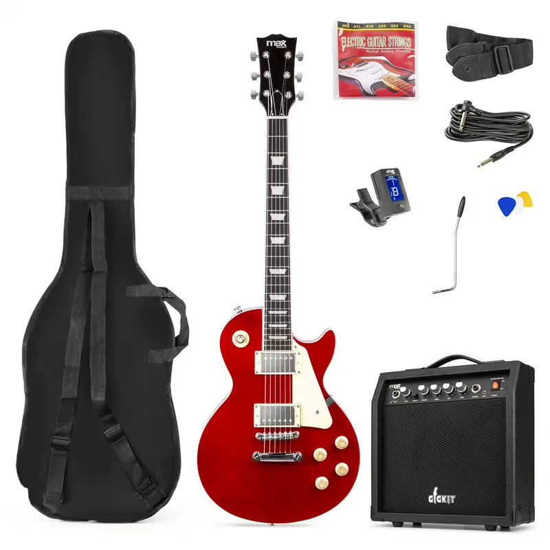 Sichere Zahlung MAX GigKit E-Gitarren-Set LP Style Red