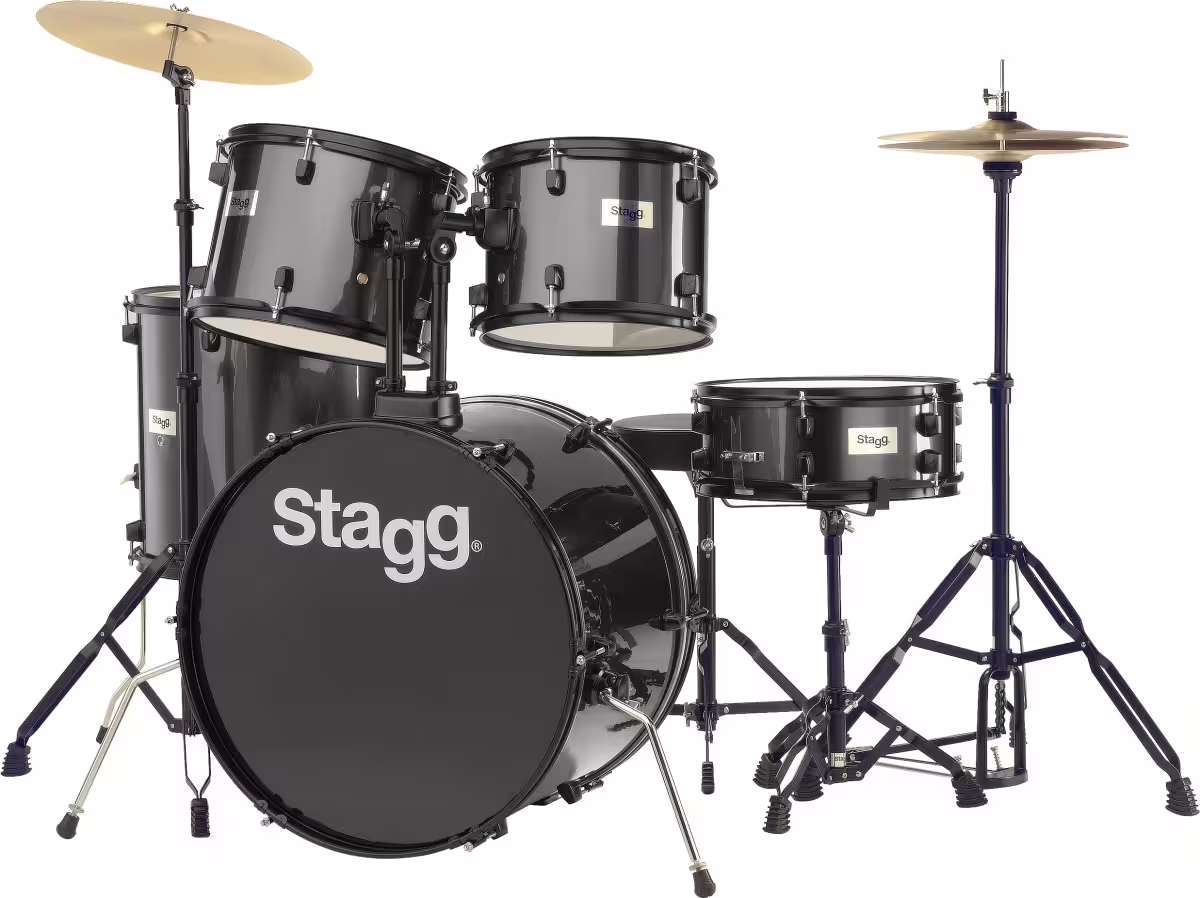 Stagg Schlagzeug Set TIM122B schwarz mit Hardware und Becken Top-Angebot