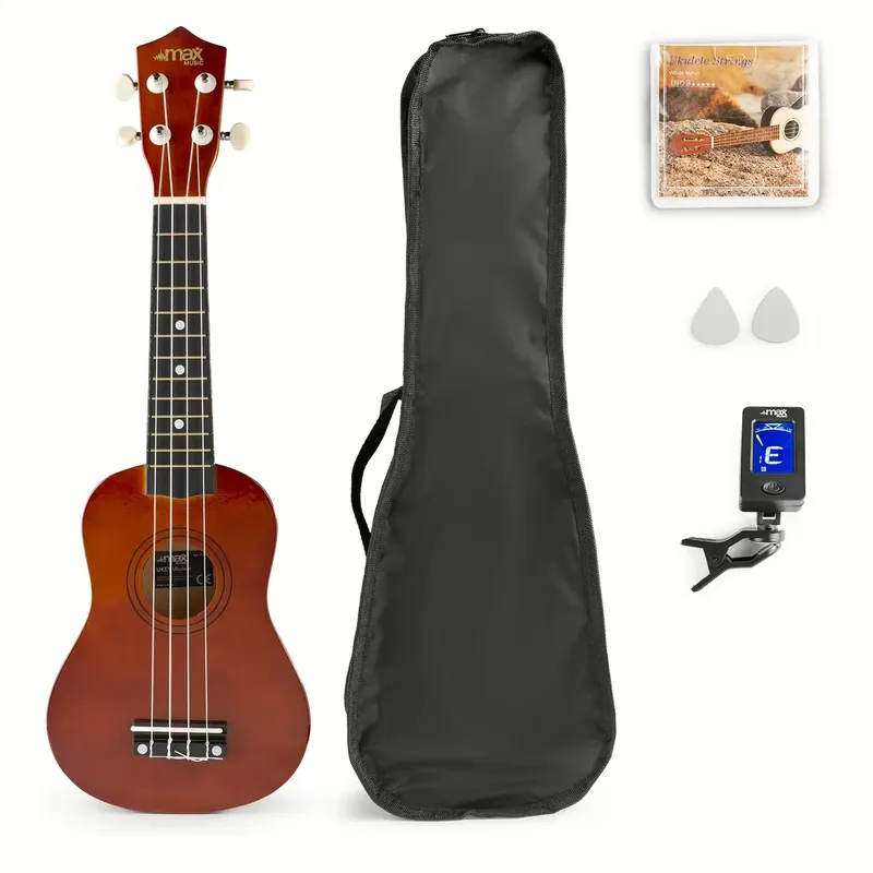 MAX UKEY Ukulele Set Sopran Natur Dunkel Versand Am Gleichen Tag