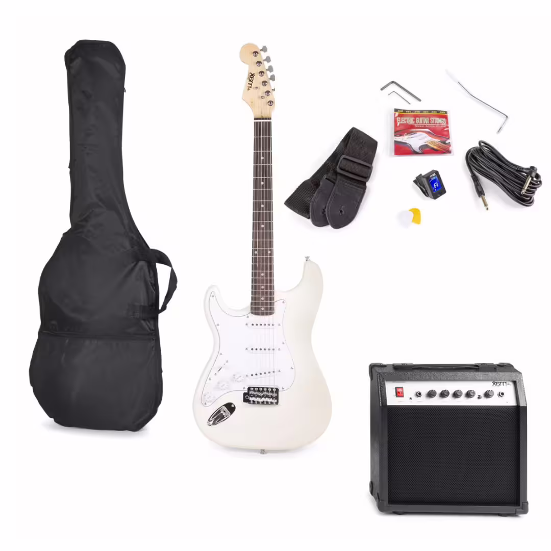 MAX GigKit E-Gitarren Starter-Set mit 40W Verstärker - Weiß Expressversand