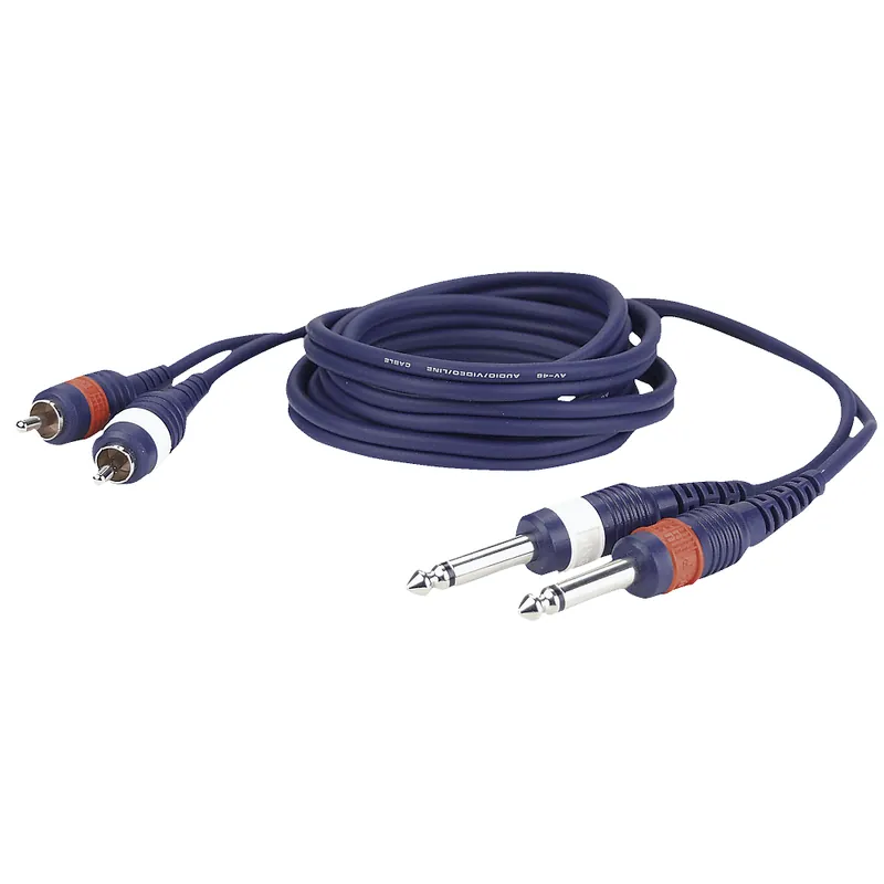 2x RCA Chinch auf 2x6,3mm Mono Klinke 3,00 Meter Direkt Vom Hersteller